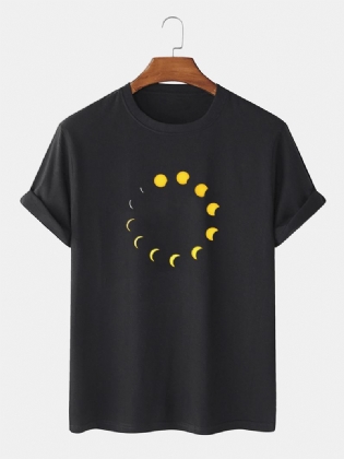 100% Bomuld Åndbar Moon Eclipse Med Tryk Kortærmede Casual T-shirts