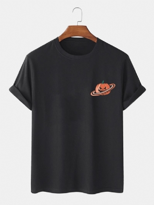 100% Bomuld Kortærmede T-shirts Med Græskartryk Til Mænd