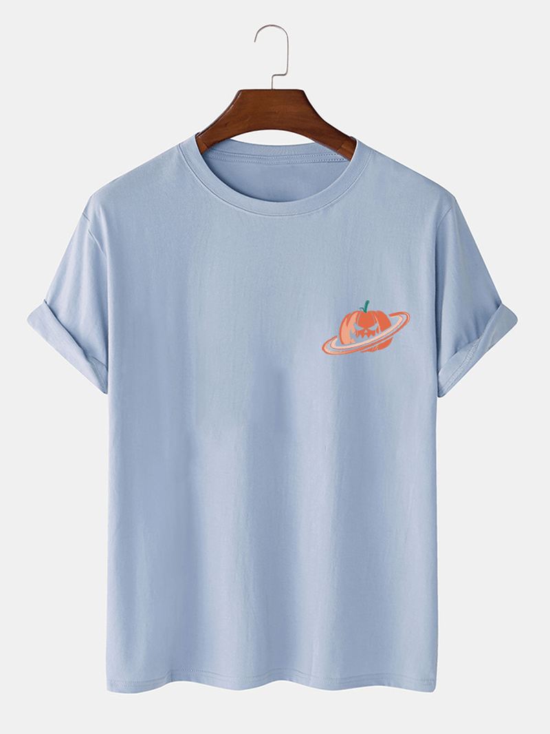 100% Bomuld Kortærmede T-shirts Med Græskartryk Til Mænd