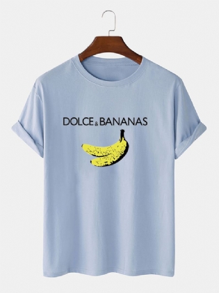 Banan & Letter Med Tryk Bomuld Åndbare T-shirts Med Korte Ærmer