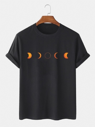 Bomuld Designer Lunar Eclipse Med Tryk Åndbare Kortærmede T-shirts
