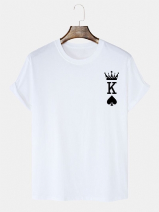 Herre 100% Bomuld Crown King Of Spades T-shirts Med Pokertryk