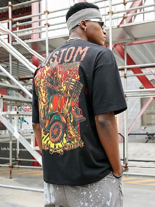 Herre 100% Bomuld Ghost Rider Med Tryk Rund Hals Kortærmet T-shirt