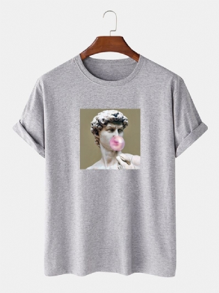 Herre 100% Bomuld Karaktermønster Med Tryk Med Rund Hals Kortærmede T-shirts