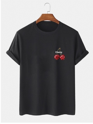 Herre 100% Bomuld Kirsebærmønster Med Brevtryk Kortærmede T-shirts