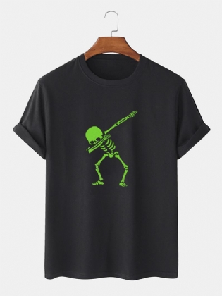 Herre 100% Bomuld Skelettrykte O-hals Kortærmede T-shirts