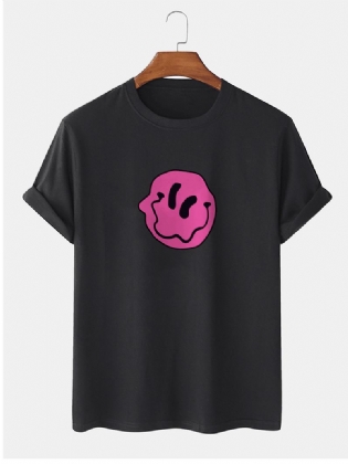 Herre 100% Bomuld Smile Emojis Med Tryk Rundhals Kortærmede T-shirts