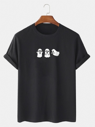 Herre 100% Bomuld Solid Tegneserie Ghost Printing Funny T-shirt