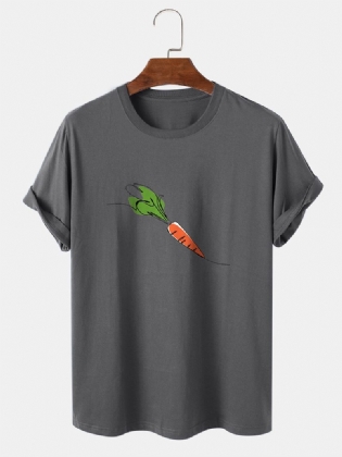 Herre 100% Bomuld Tegneserie Gulerod Med Tryk Kortærmet T-shirt