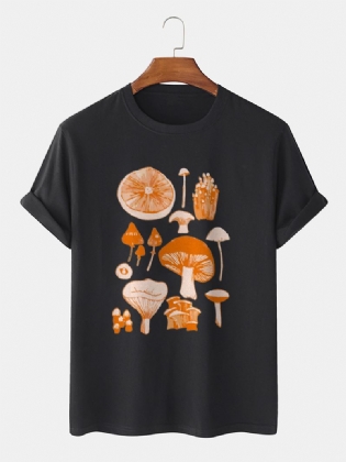 Herre 100% Bomuld Vintage Champignon Med Tryk O-hals Kortærmet Afslappet T-shirt