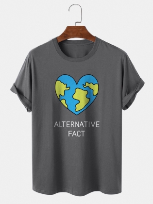 Herre Afslappet Bomuld Hjerteformet Mønster Kortærmede T-shirts