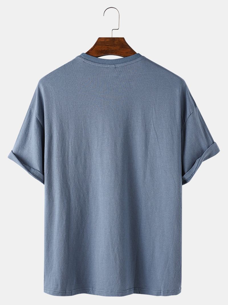 Herre Bomuld Fisk Og Skaldyr Med Tryk Casual & Åndbar T-shirts Med Almindelig Rund Hals