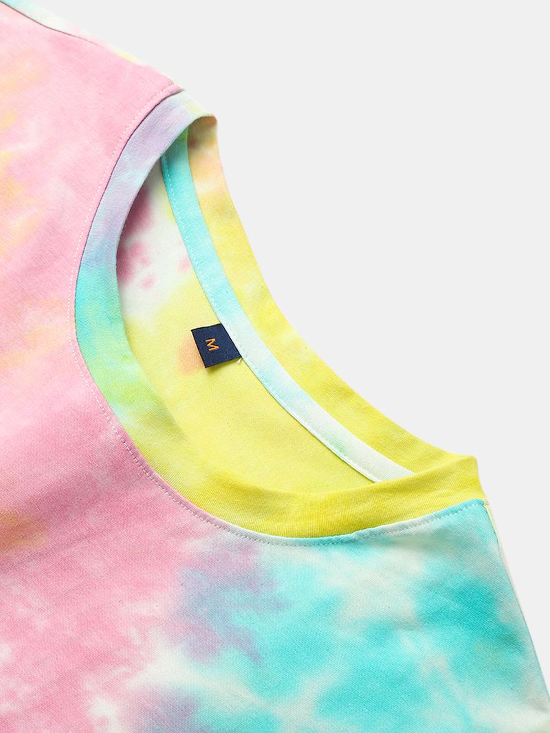 Herre Bomuld Søde Blomstermønster Tie Dye Kortærmede T-shirts