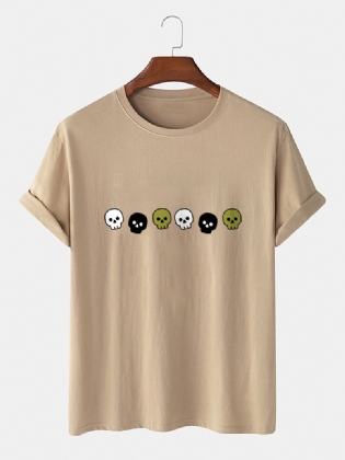 Herre Bomuldsskelet Tegneserie Korte Ærmer Afslappede T-shirts
