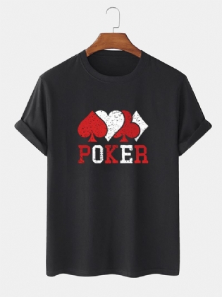 Herre Casual 100% Bomuld Kontrast Kortærmede T-shirts Med Pokertryk