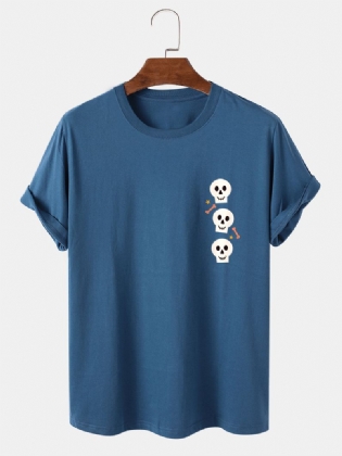 Herre Casual 100% Bomuld Skeleon Med Tryk Rund Hals T-shirts