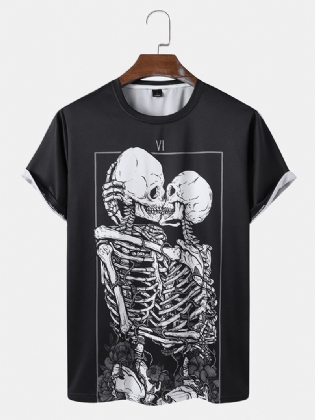 Herre Casual Skull Printing Løs T-shirt