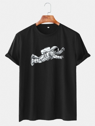 Herre Catton Astronaut Med Tryk Rund Hals T-shirts Med Korte Ærmer