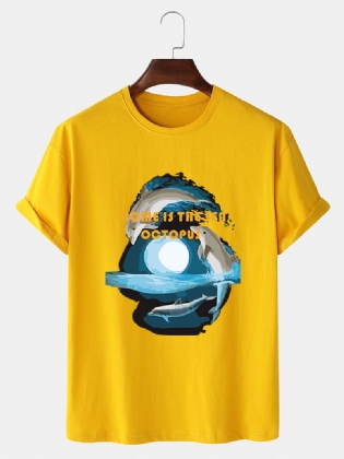 Herre Dolphin Grafisk Med Tryk 100% Bomuld O-hals Kortærmet T-shirt