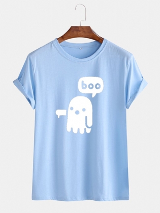 Herre Funny Tegneserie Ghost O-hals Åndbare Kortærmede T-shirts