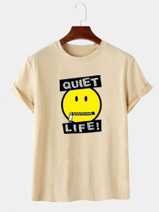 Herre Letter Emojis Med Tryk O-hals Kortærmede T-shirts