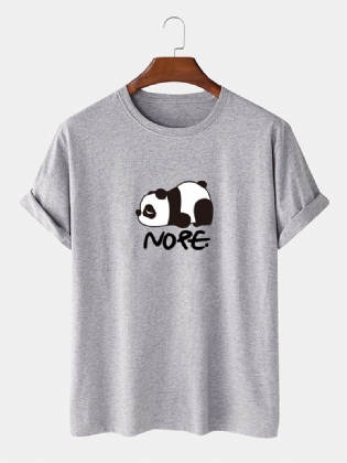Herre Nope Panda Tegneserie Med Tryk Kortærmet Bomuld Casual T-shirt