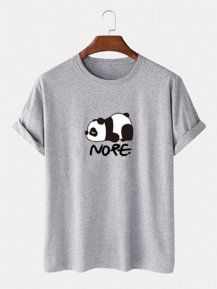 Herre Nope Panda Tegneserie Med Tryk Kortærmet Bomuld Casual T-shirt