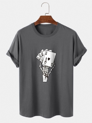 Herre Poker Skeleton Hand Graphics Street 100% Bomuld Kortærmet T-shirt
