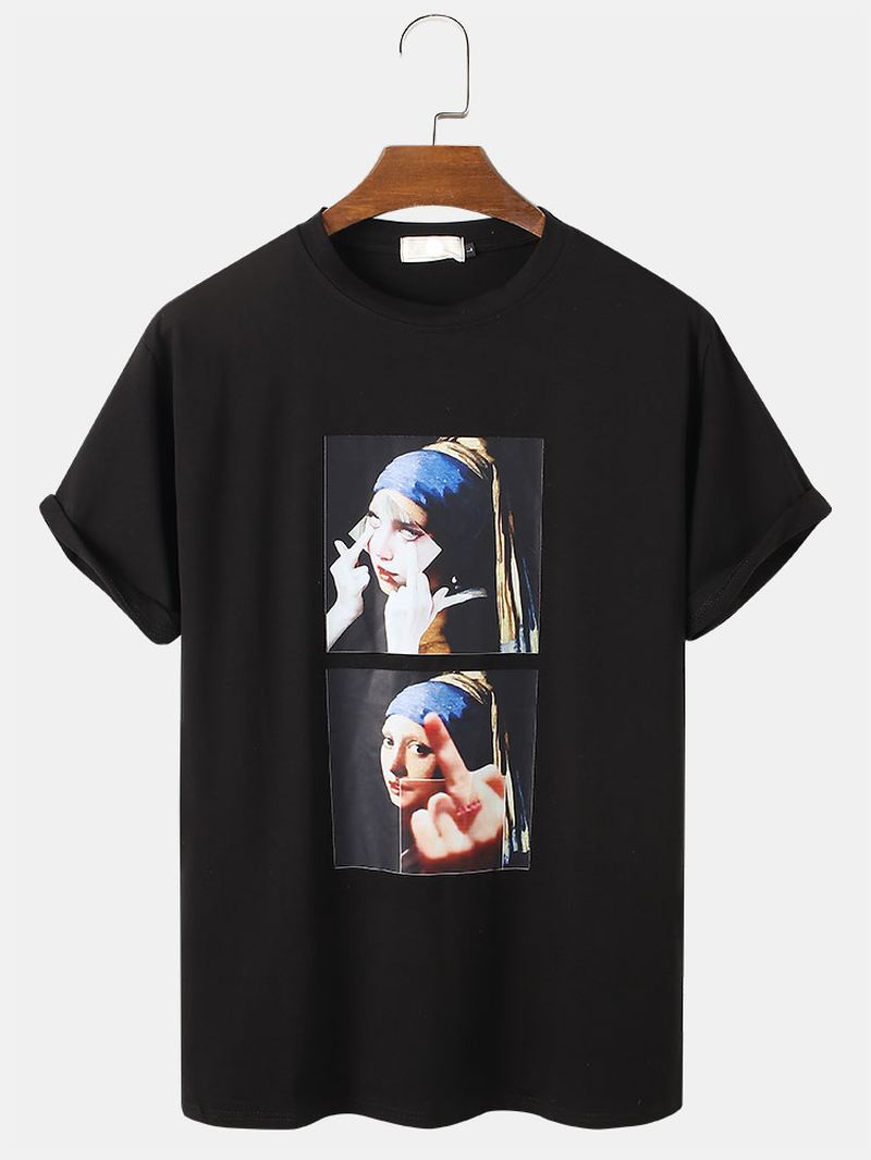 Herre Sjove Figur Maleri Med Tryk Rund Hals Kortærmede T-shirts