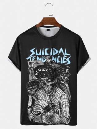 Herre Skull Printing Trend Løs T-shirt