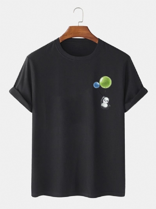 Herre Søde Tegneserie Panda Trykte 00% Bomuld Kortærmede T-shirts