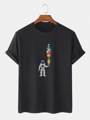 Herre Tegneserie Astronaut Ice Cream Med Tryk Casual Letvægts Tynd T-shirt