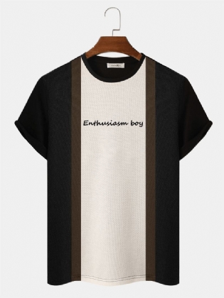 Herre Ve Stripe Patchwork Brevbroderi Preppy T-shirts