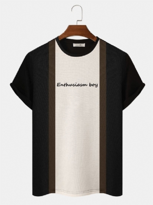 Herre Ve Stripe Patchwork Brevbroderi Preppy T-shirts
