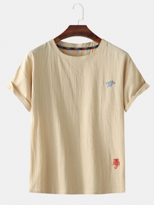 Herremode Little Cloud Tegneseriebroderi Åndbar O-hals Afslappede T-shirts