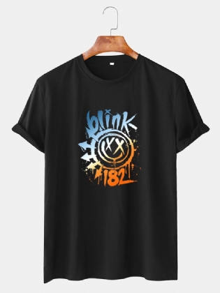 Kortærmede T-shirts Med Rund Hals Til Mænd Med Tegneserietryk