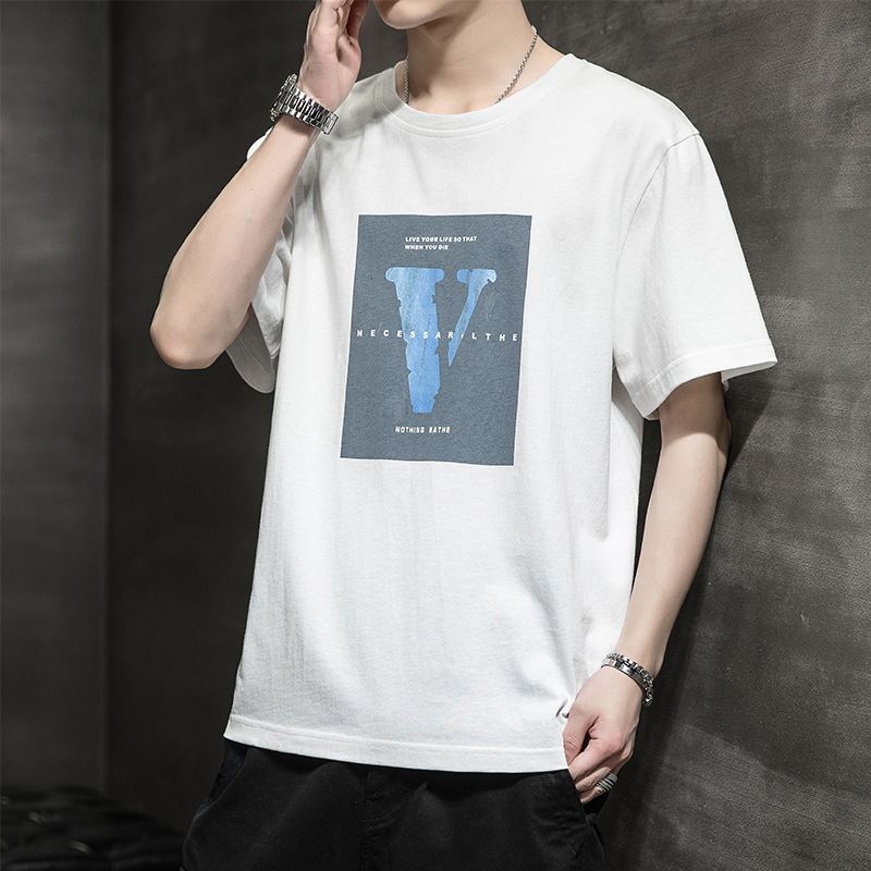 Kortærmet T-shirt Til Mænd Sommer Ice Silk Halværmet Tøj Løs Afslappet Bomulds T-shirt