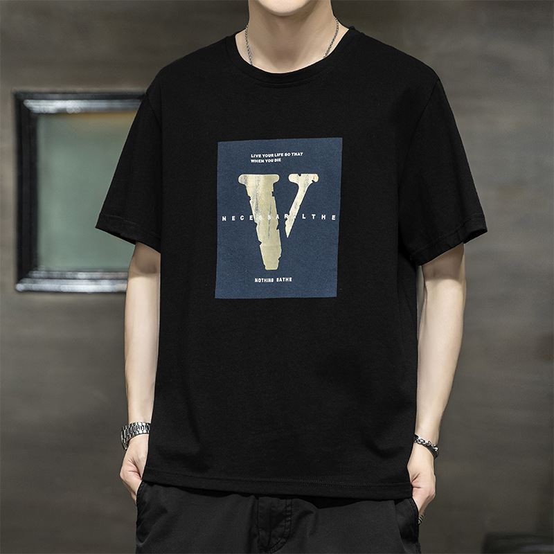 Kortærmet T-shirt Til Mænd Sommer Ice Silk Halværmet Tøj Løs Afslappet Bomulds T-shirt