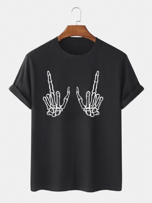 Mænd 100% Bomuld Mørk Sort Gotisk Stil Kraniebevægelse Afslappede T-shirts