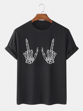 Mænd 100% Bomuld Mørk Sort Gotisk Stil Kraniebevægelse Afslappede T-shirts