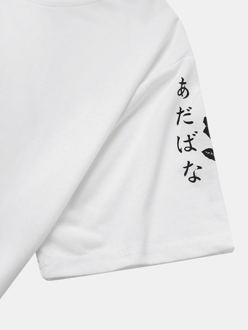 Mænd Japanske Figurer Og Kortærmede T-shirts Med Rosetryk