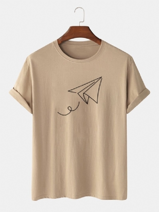 Papir Plane Of Liberty Med Tryk T-shirts Med Rund Hals Med Korte Ærmer