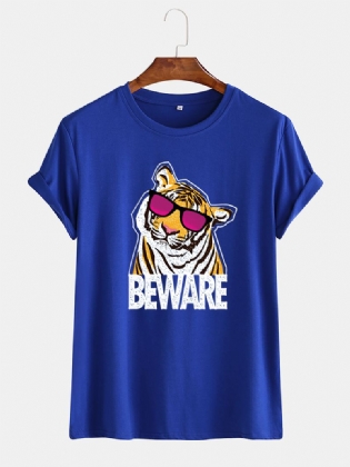 Sjove Tegneserier Til Mænd Cool Tiger-printede Åndbare Kortærmede T-shirts