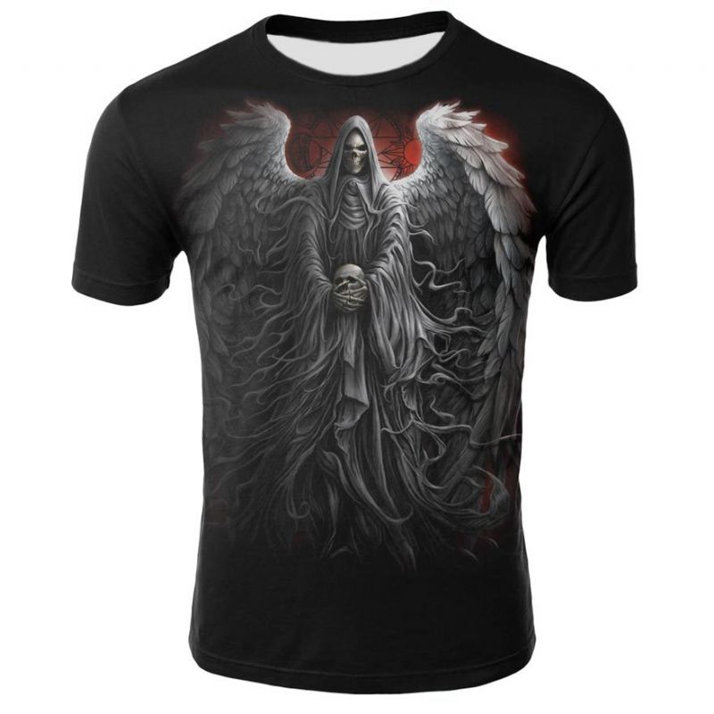 Smoking Skull 3d Digital Med Tryk T-shirt