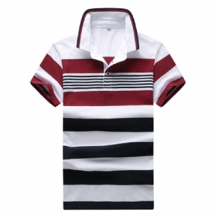 Sommer Ny Stil Kortærmet Stribet Poloshirt Til Mænd