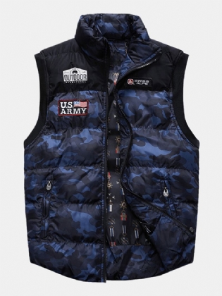 Herre Camo Lynlås Front Vinter Thicken Stand Krave Casual Warm Vest
