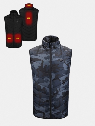 Herre Camouflage Vandtæt 4 Dele Smart Heating Usb Powered Gilet Veste