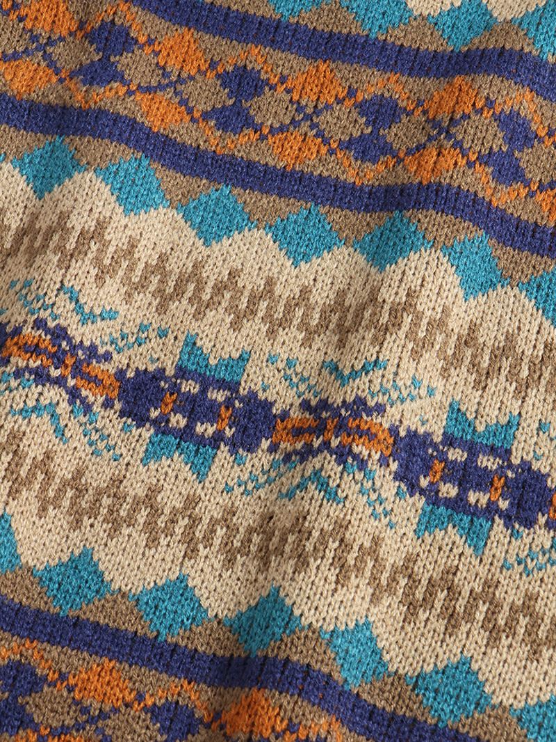 Herre Geometrisk Grafik Strikkede V-hals Ærmeløse Sweaterveste