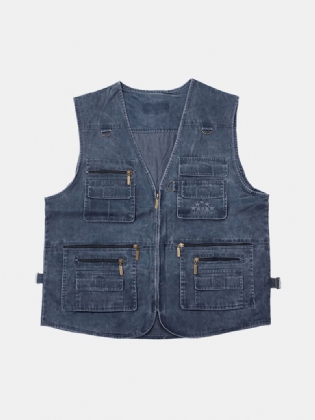 Midaldrende Herre Billig Casual Pocket Outdoor Canvas Fiskevest