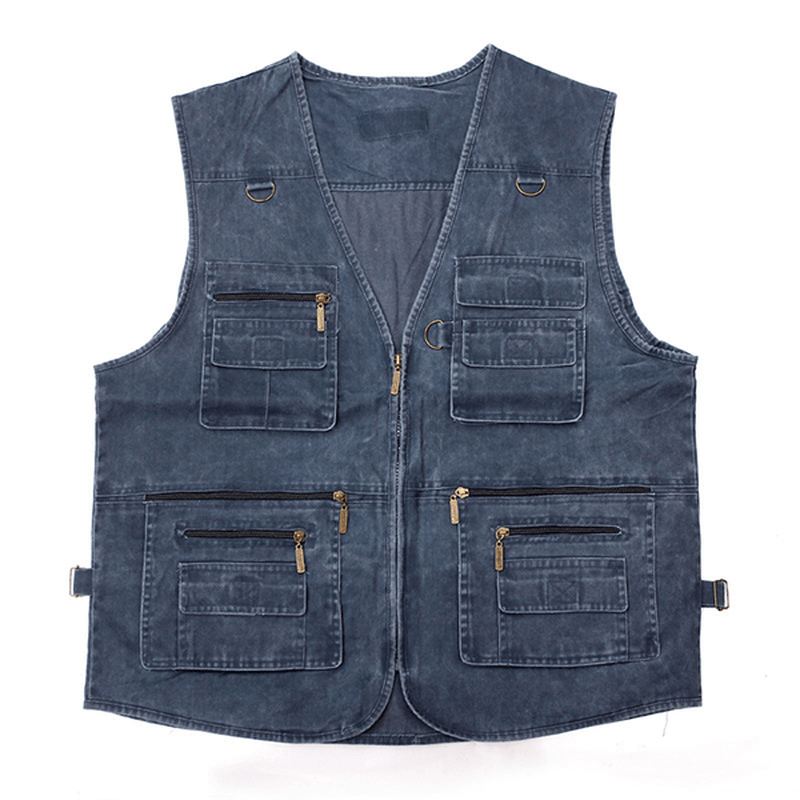 Midaldrende Herre Billig Casual Pocket Outdoor Canvas Fiskevest